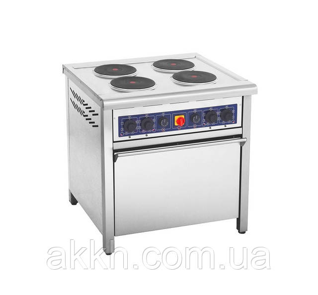 Картинка як виглядає плита електрична КИЙ-В ПЕД-4КР Фото Плита електрична КИЙ-В ПЕД-4КР промислова чотири круглі конфоркис духовкою підлогова