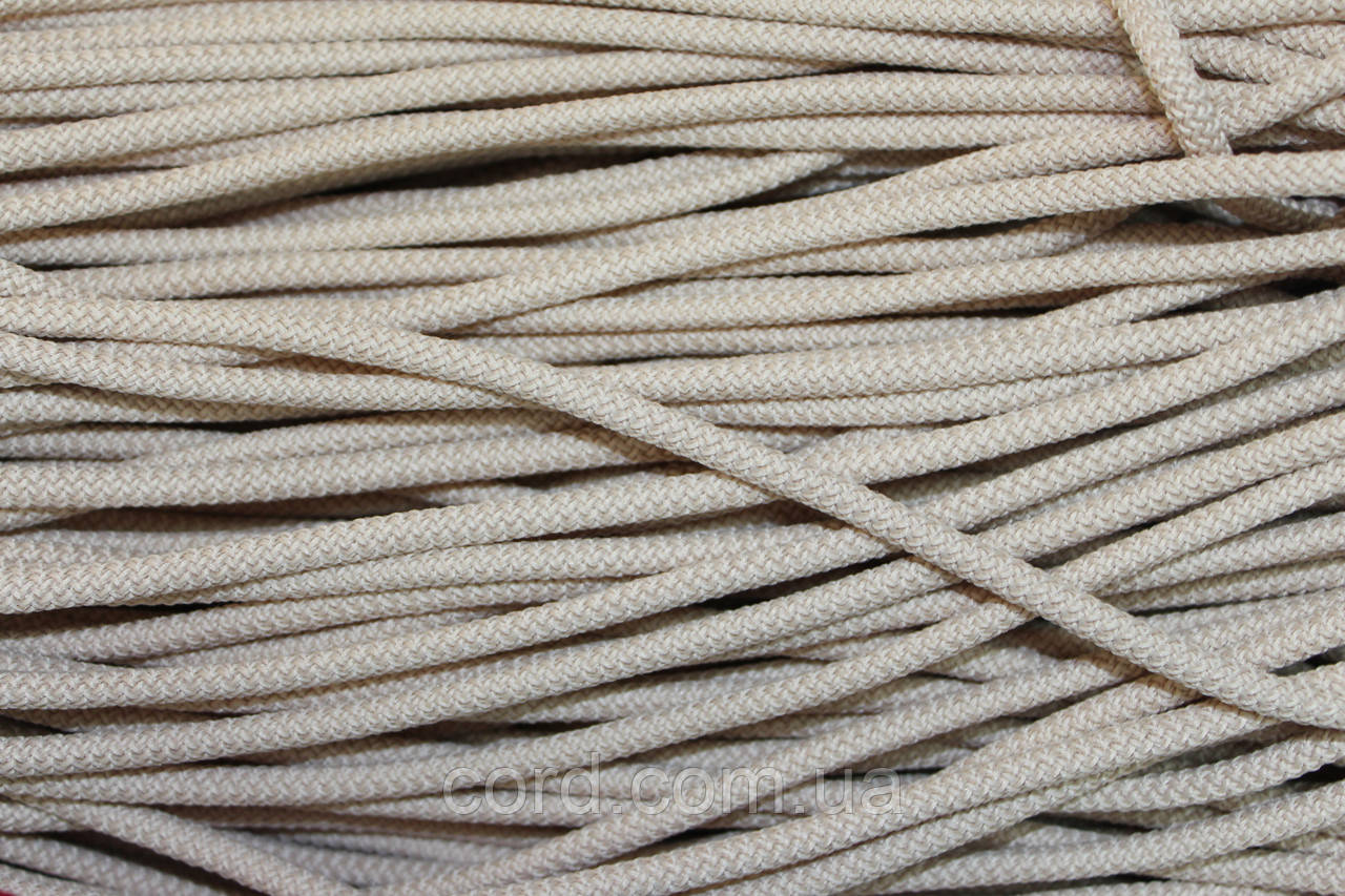 Шнур круглий з наповнювачем 6мм світло-бежевий моток 100м, фото 1