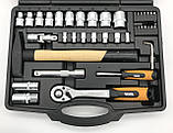 Набір інструментів і насадок торцевих Mastertool CrV 1/4" і 1/2" 56 предметів (78-5156), фото 6