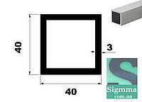 Труба квадратная алюминиевая 40х40х3 без анода