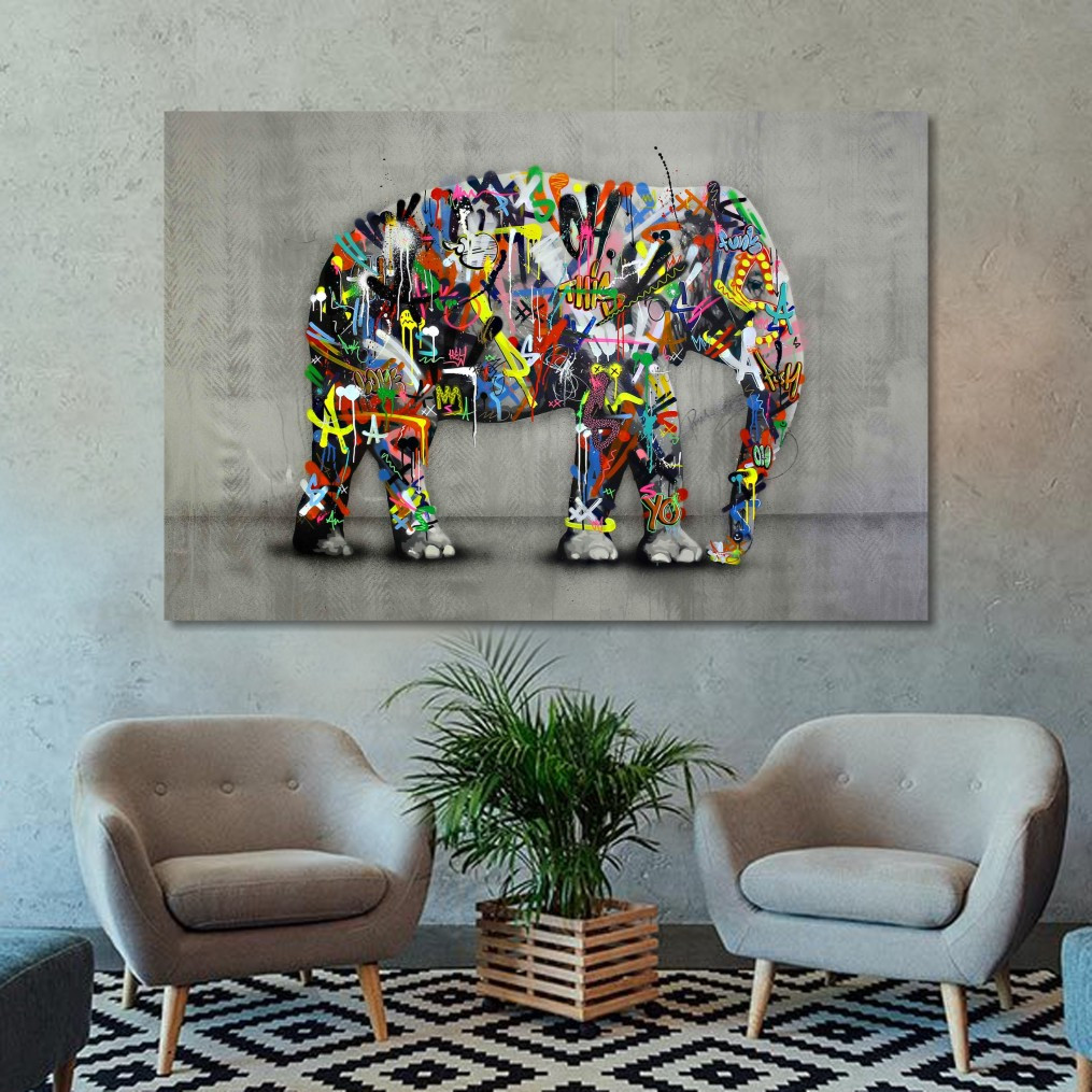 Картина графіті на полотні для інтер'єру Слон Мартін Уотсон, фото 1