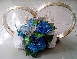 Весільні кільця для авто "9 троянд Vip" (відтінки — в асортименті) Біло-блакитний