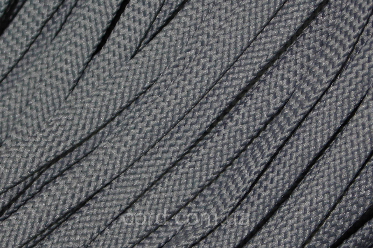 Шнур плоский чехол 8мм темно-сірий моток 100м, фото 1