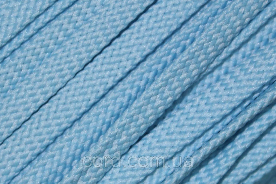 Шнур плоский чехол 8мм блакитний моток 100м, фото 1