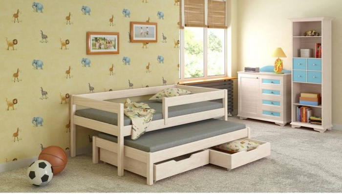 Купить Выдвижная кровать с бортиком и ящиками LukDom Junior 180х80 ...