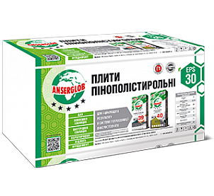 Плити пінополістерольні ANSERGLOB EPS-30 1м x 1м (100мм)  (6шт/уп)