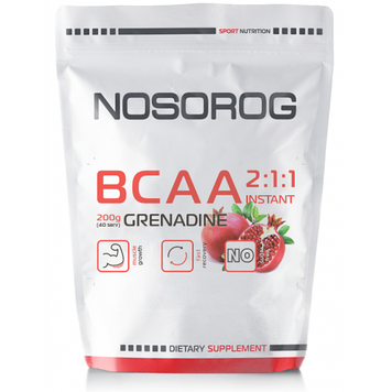 Амінокислота Бцаа Носоріг / Nosorig Nutrition BCAA 2:1:1 Instant 200 г гренадін