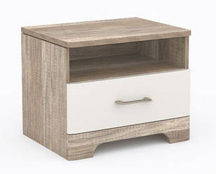 Тумба приліжкова Mulatto X дуб каньйон, білий глянець