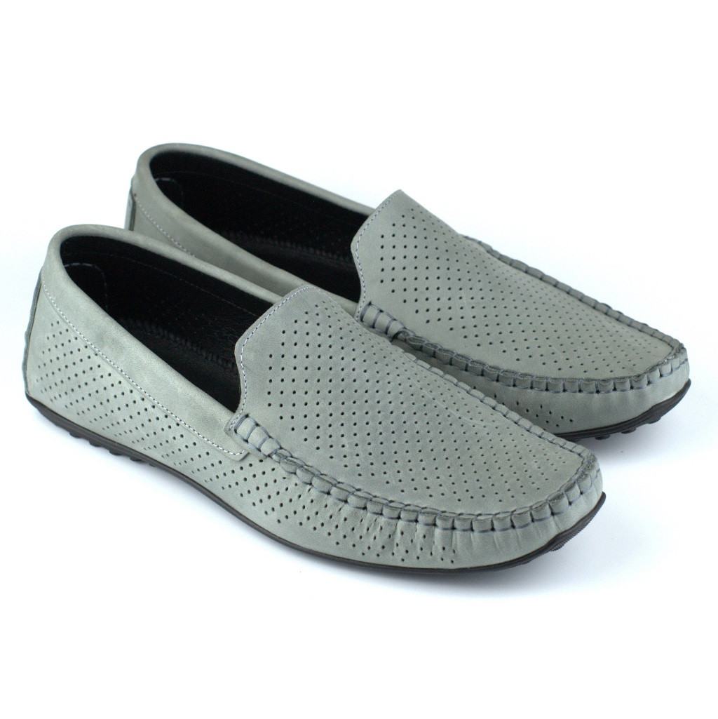 Літні мокасини сірі шкіряні перфорація чоловіче взуття Rosso Avangard M4 Smoky Gray Perf, фото 1