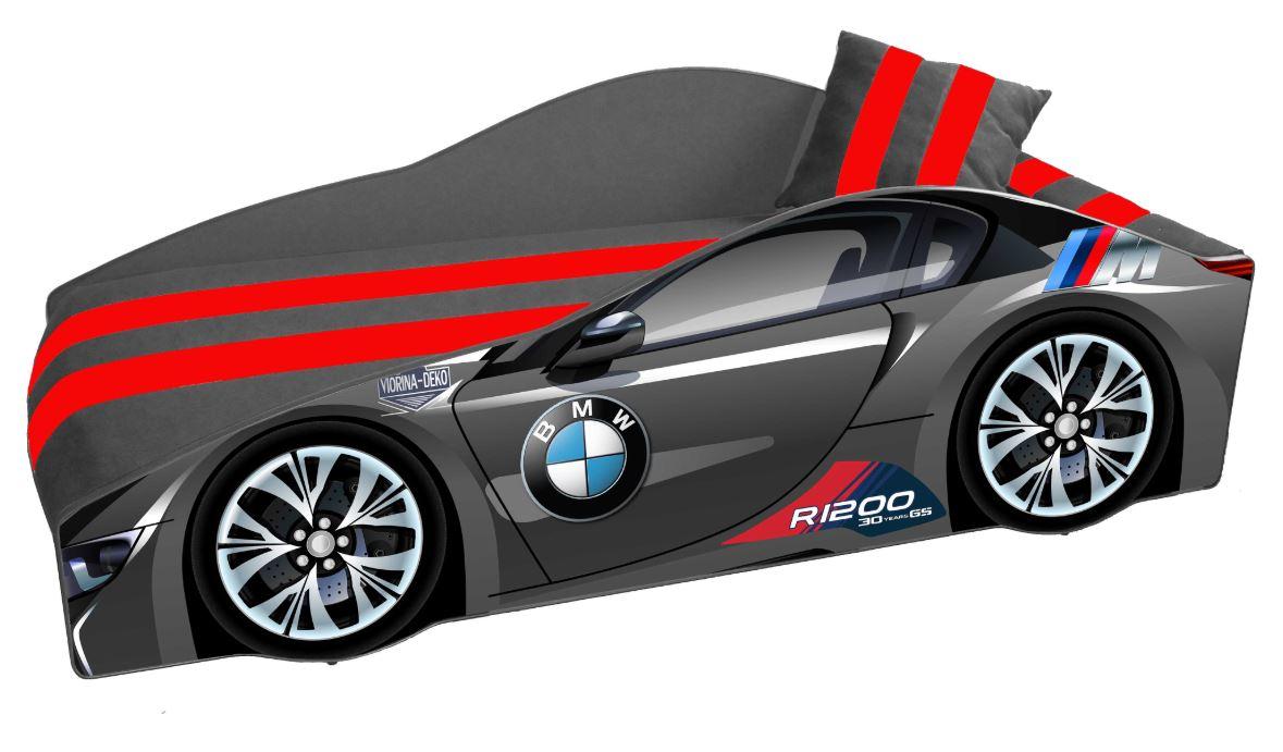 Ліжко дитяче машина серії Elit з матрацом 80х170 см Е-1 BMW gray