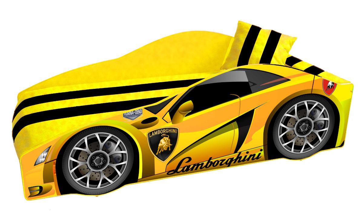 Ліжко дитяче машина серії Elit з підйомним механізмом 80х170 см Е-3 Lamborghini yellow
