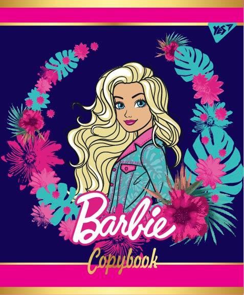 Зошит для записів А5/12 коса лін.  YES "BARBIE" мат. ВДЛ+фольга золото+УФ.выб