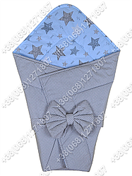 Літній конверт на виписку Зірочки сірий із блакитним