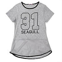 Футболка для девочек Seagull 146 серая 11007