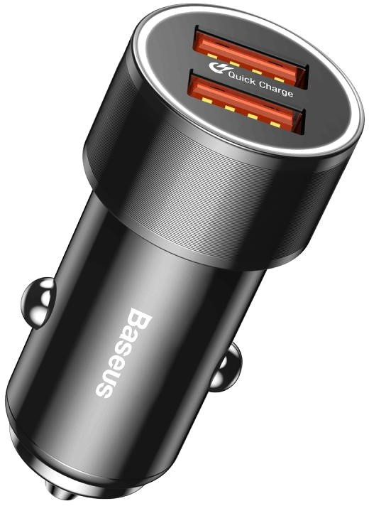 Автомобільний зарядний пристрій Baseus Small Screw 2USB QC Car Charger 36W Black