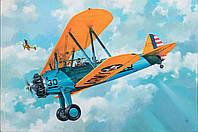 Boeing-Stearman PT-17 Kaydet. Сборная модель самолета в масштабе 1/32. RODEN 631