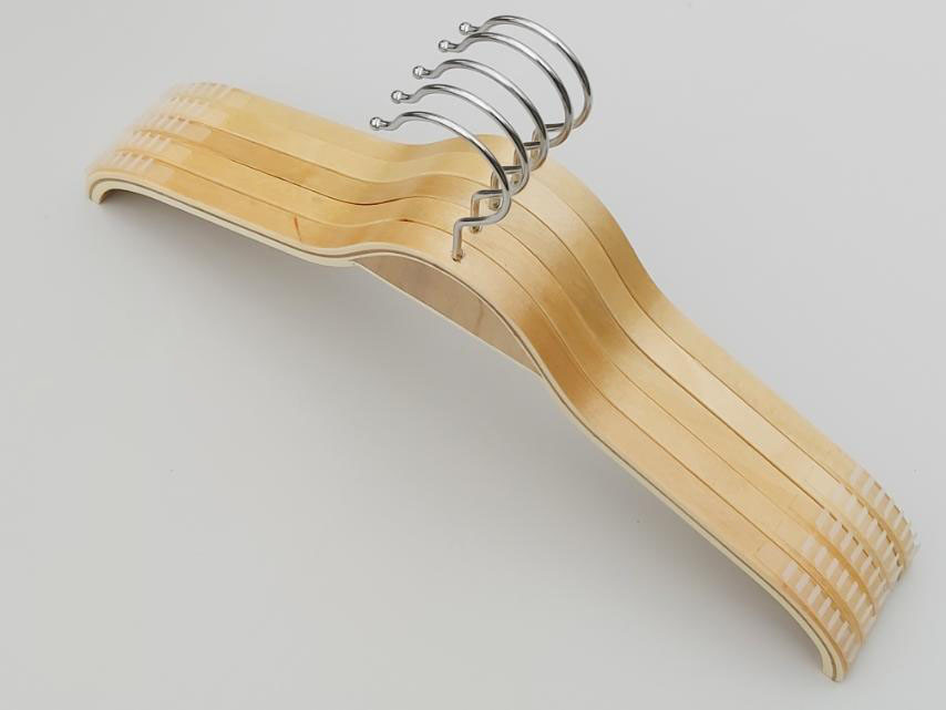 Плічка довжиною 38 см дерев'яні світлі з резиночками, в упаковці 5 штук