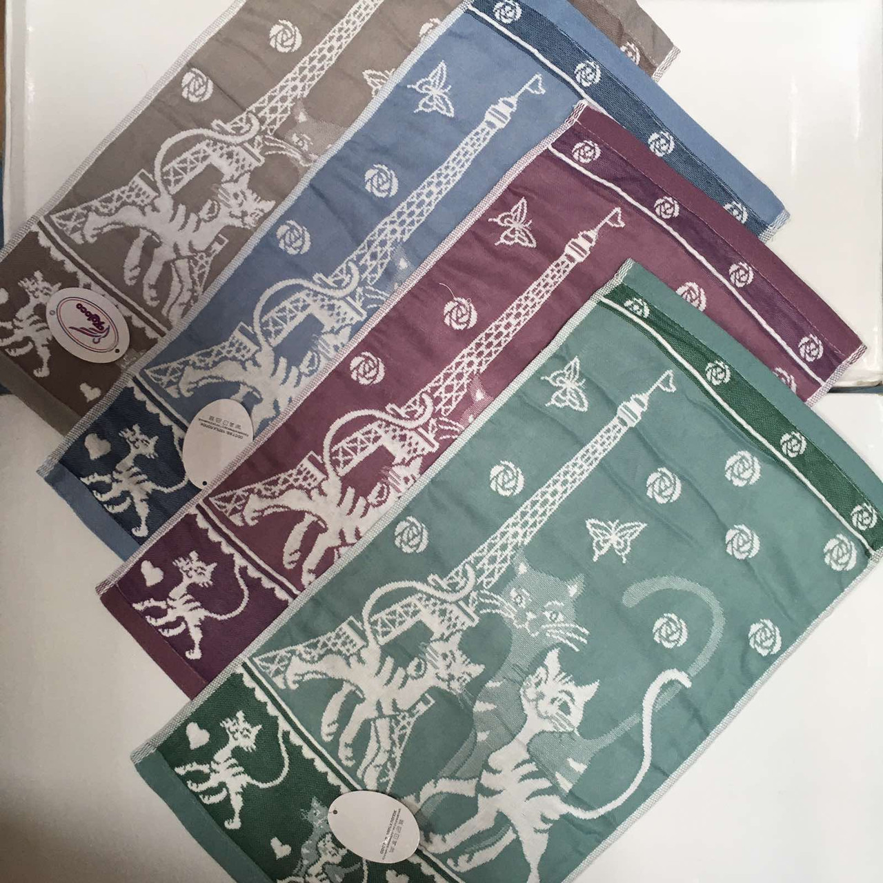 Рушник кухонне лляне з котами 25х50 см, фото 1