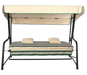 Диван-гойдалка SEATTLE (тексилк) зелена смужка АО2121-002, тент бежевий однотонний 2737