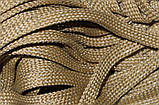 Шнур плоский чехол 8мм темно-бежевий+срібло моток 100м, фото 2
