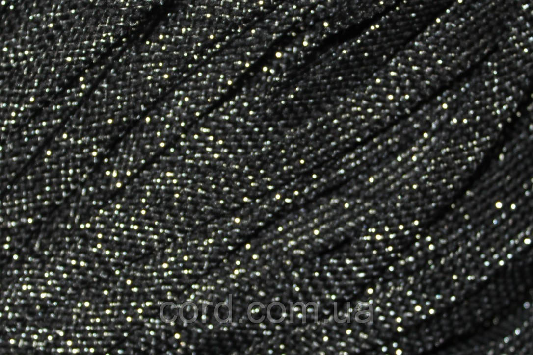 Шнур плоский чехол 8мм чорний+срібло моток 100м, фото 1