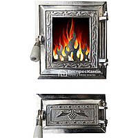 Дверцята пічні зі склом роздільні "Miranda" 250х270мм Чавунна дверцята для печі барбекю