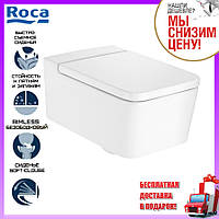 Подвесной безободковый унитаз Rimless Roca Inspira Square A346537000 с сидением Soft-Close