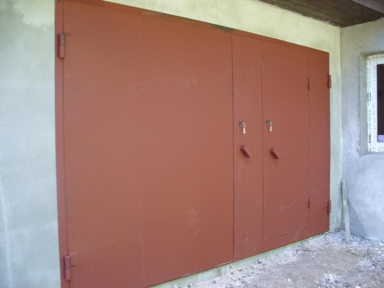 Ворота гаражні металеві розщеплені з каліткою - ціна за 1 м2 I товщина аркуша металу 2 мм