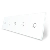 Сенсорная панель выключателя Livolo 5 каналов (1-1-1-1-1) белый стекло (VL-C7-C1/C1/C1/C1/C1-11)