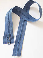 Замок-блискавка  роз'ємний пластиковий №5 "Трактор" ,1 бігунок, 55 см. Голубий темний, джинс Молния