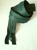 Замок-блискавка  роз'ємний пластиковий №5 "Трактор" ,1 бігунок, 65см. Зелений темний Застежка молния