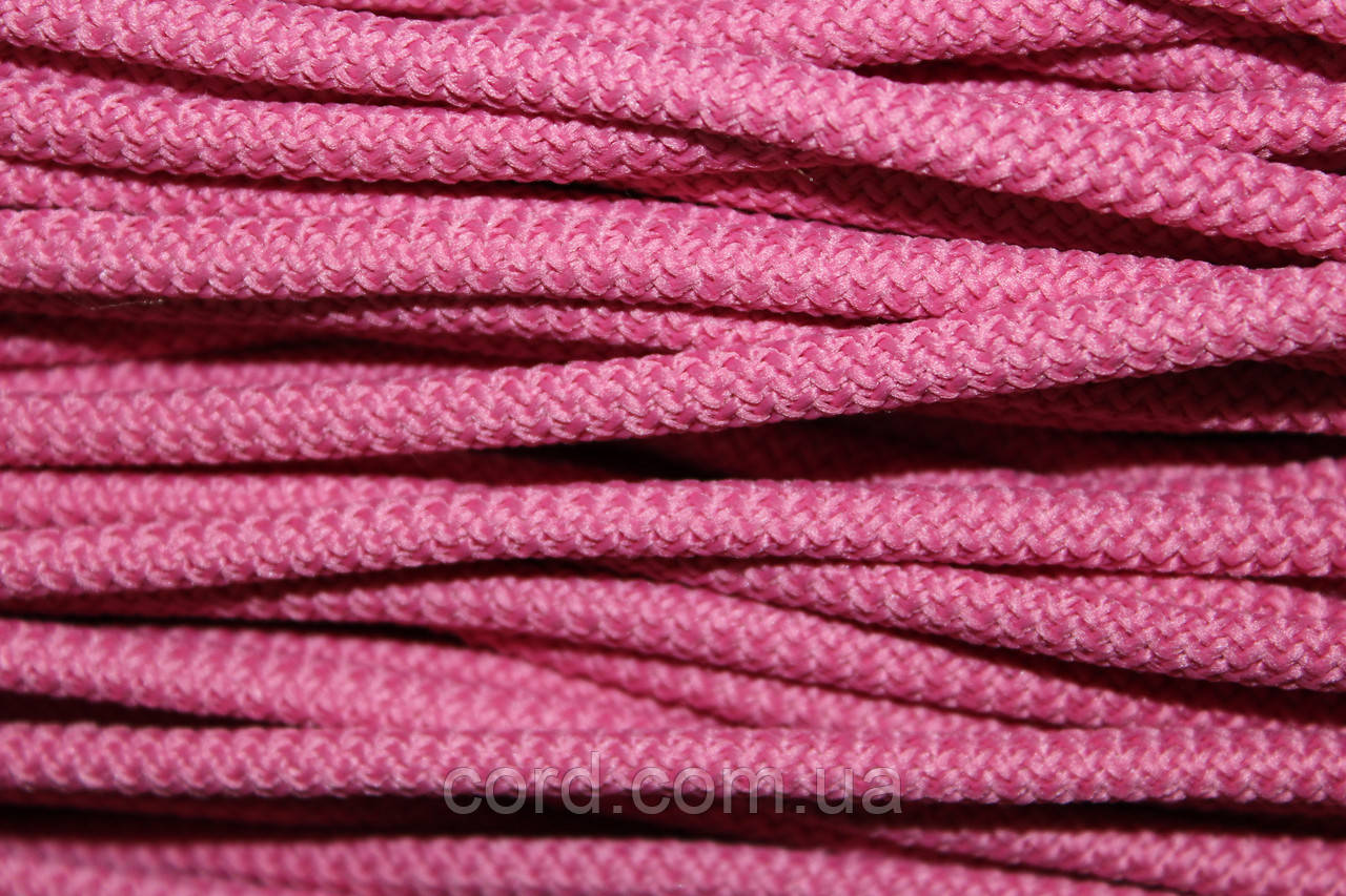 Шнур круглий з наповнювачем 6мм рожевий моток 100м, фото 1
