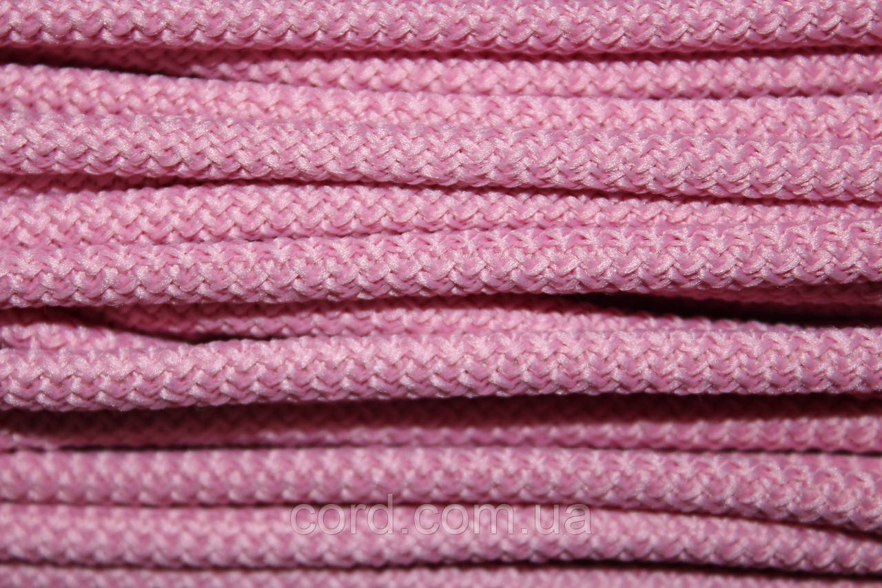 Шнур круглий з наповнювачем 6мм світло-рожевий моток 100м, фото 1