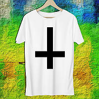 Мужская футболка с принтом Перевернутый крест (черный) Push IT XS, Белый