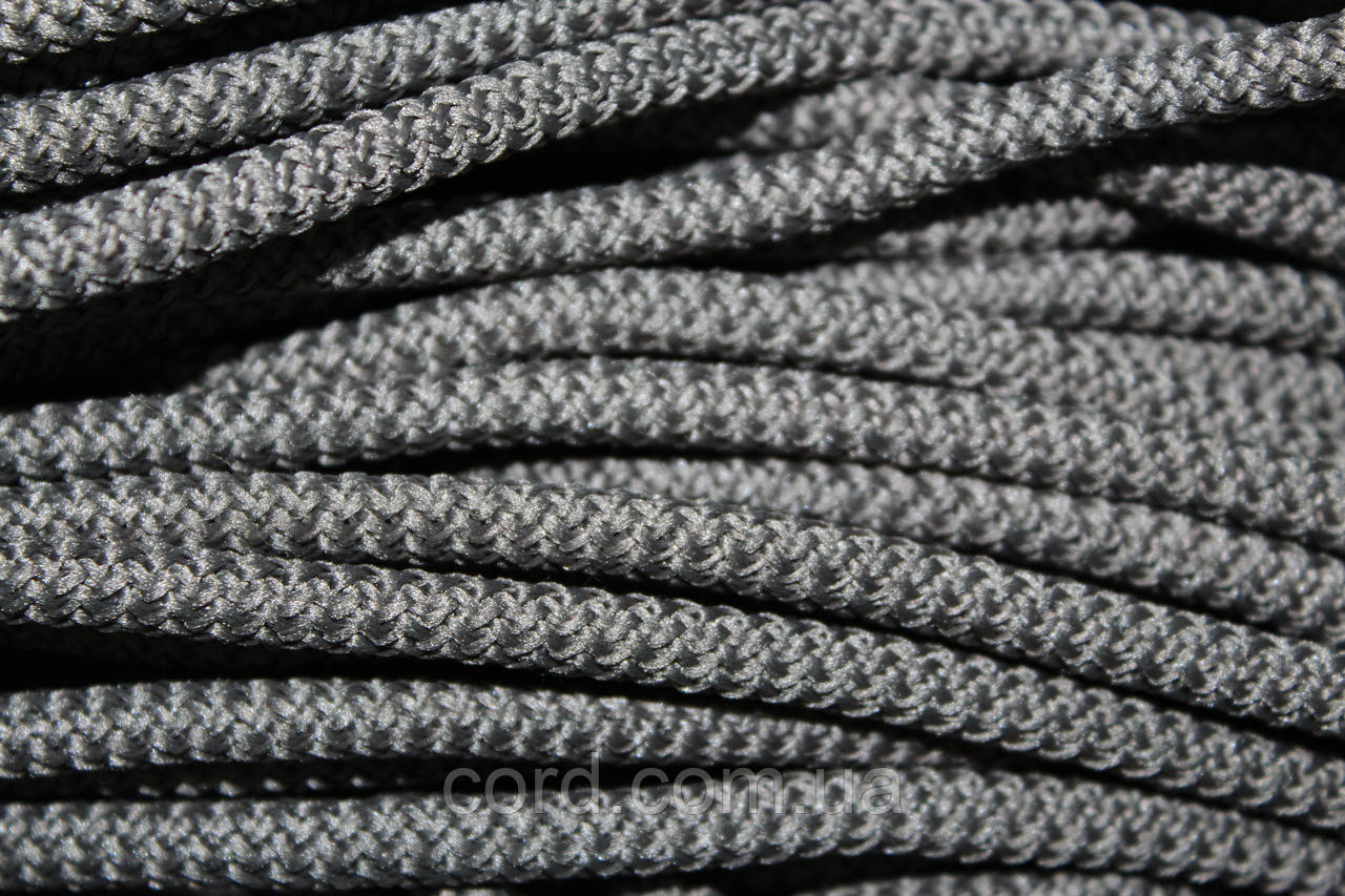 Шнур круглий з наповнювачем 6мм темно-сірий моток 100м, фото 1