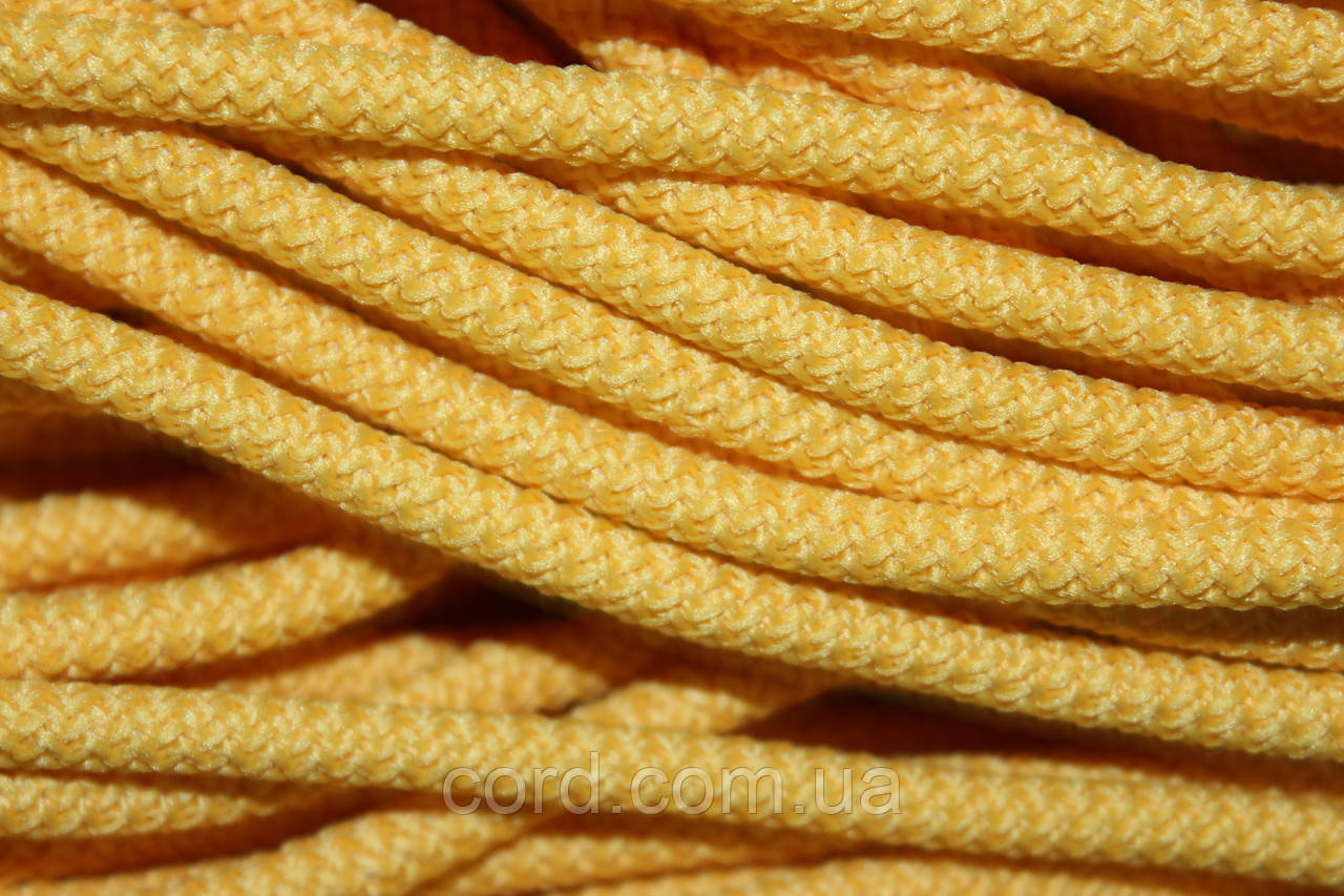 Шнур круглий з наповнювачем 6мм жовтий моток 100м, фото 1