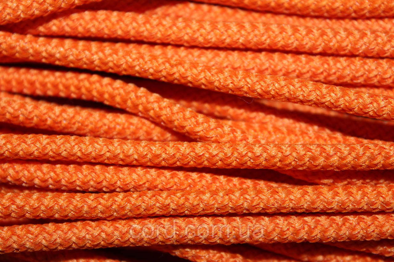 Шнур круглий з наповнювачем 6мм помаранчевий моток 100м, фото 1