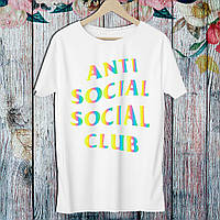Мужская футболка с надписью "Anti Social Social Club" (цветная) Push IT S, Белый