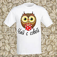 Чоловіча футболка з принтом "Чай з совою" Push IT S, Білий