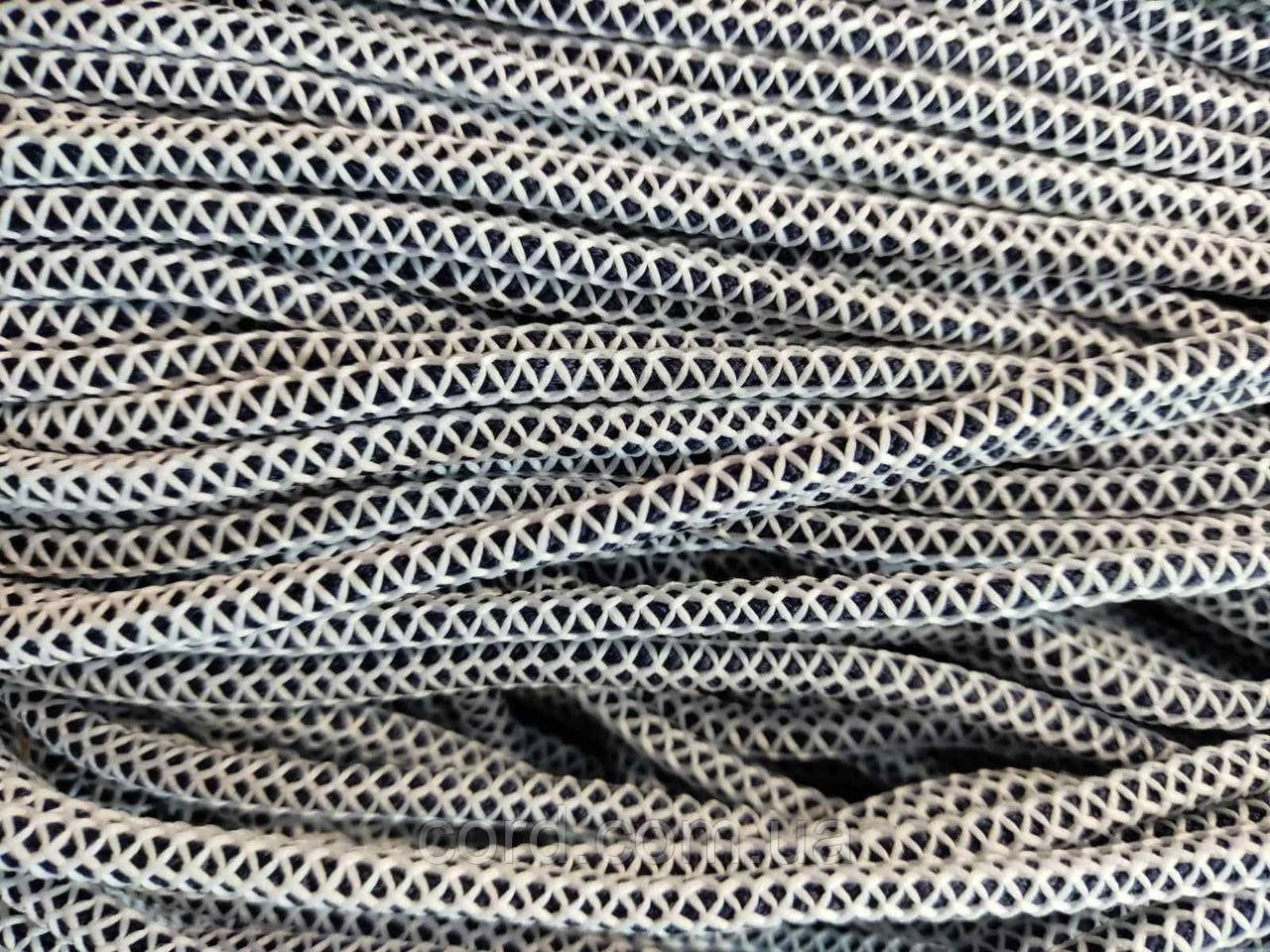 Шнур круглий з наповнювачем 6мм синій+білий(сетка) моток 100м, фото 1