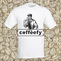 Чоловіча футболка з принтом Coffeefy Push IT S, Білий
