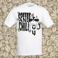 Чоловіча футболка з принтом "Coffee and chill" Push IT S, Білий