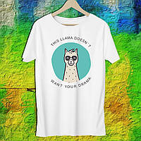 Мужская футболка с принтом Альпака "Thiss llama doesn't what your drama" Push IT S, Белый