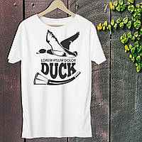Мужская футболка для охотника с принтом Утка "Lorem ipsum dolor duck" Push IT M, Белый