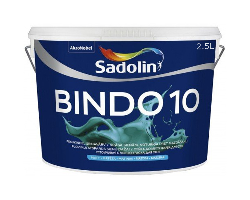 Краска латексная SADOLIN BINDO 10 интерьерная ВW-белая 2,5л - фото 2 - id-p1178633750