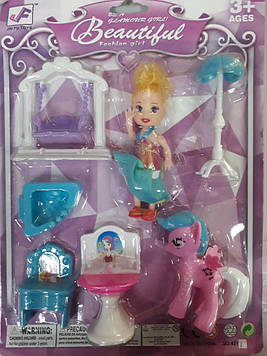 Лялька маленька у наборі з поні та меблями