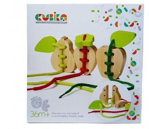 Іграшка дерев'яна Розвиваюча гра-вязанка фрукти Cubika №14811