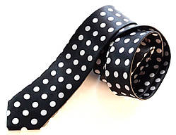 Краватка атласна в горошок чорна