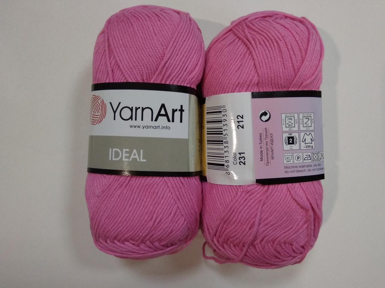 Пряжа Ідеал (Ideal) Yarn Art колір 231 рожевий, 1 моток 50г, фото 1