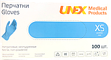 Рукавички нітрилові 4 г. Блакитні UNEX розмір XS, фото 2